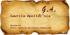 Gavrila Apollónia névjegykártya